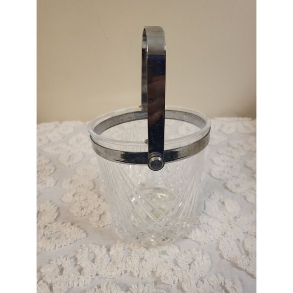 CRISTAL D' ARQUE LEAD CRYSTAL ICE BUCKET WINE COOLER W/ METAL HANDLE IN FRANCE - Picture 3 of 5